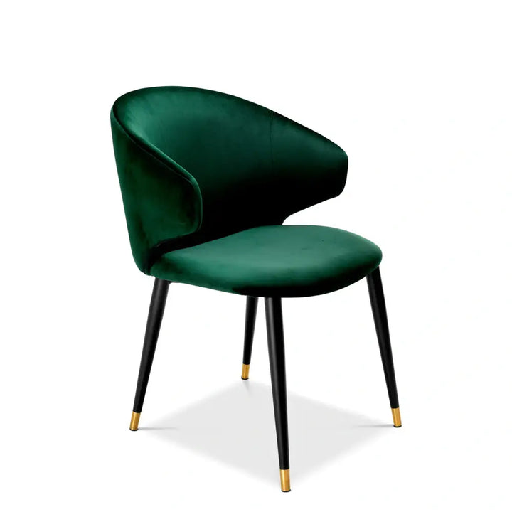 Volante Dining Chair - Roche Dark Green Velvet With Arm Eichholtz 3