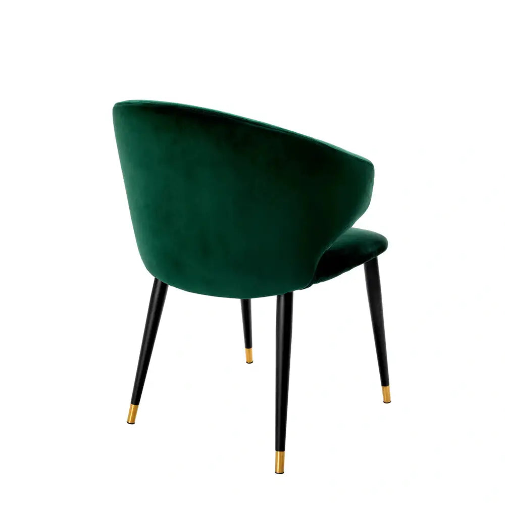 Eichholtz Volante Dining Chair in Roche Dark Green Velvet With Arm