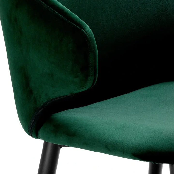 Volante Dining Chair - Roche Dark Green Velvet With Arm Eichholtz 5