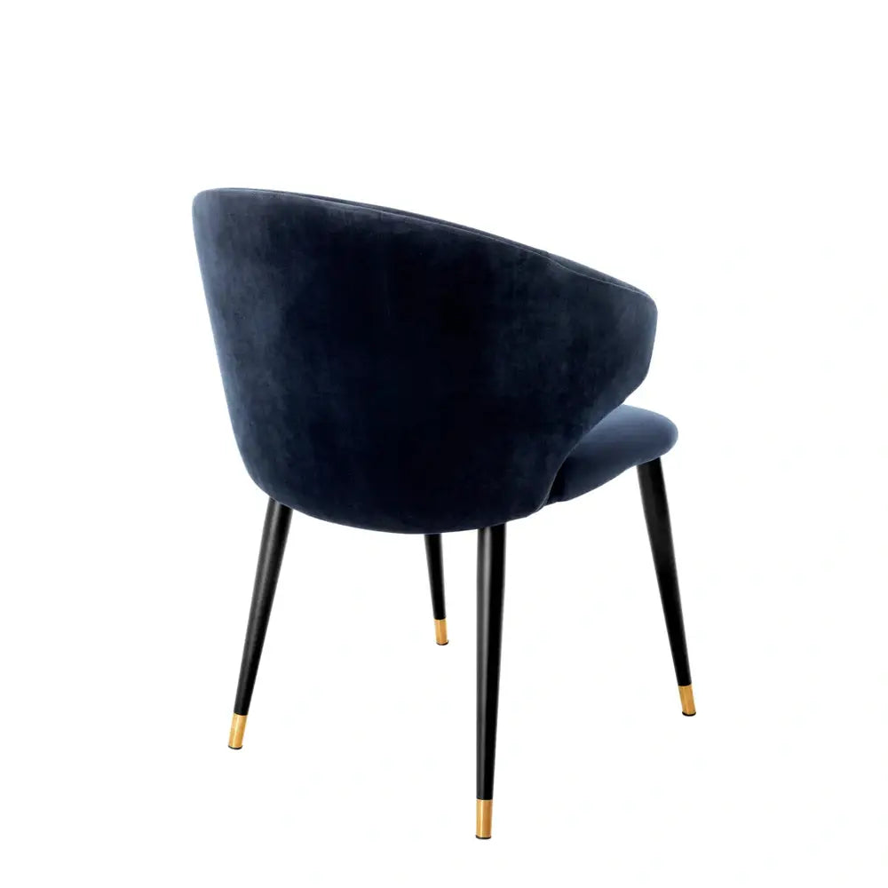 Eichholtz Volante Dining Chair in Savona Midnight Blue With Arm