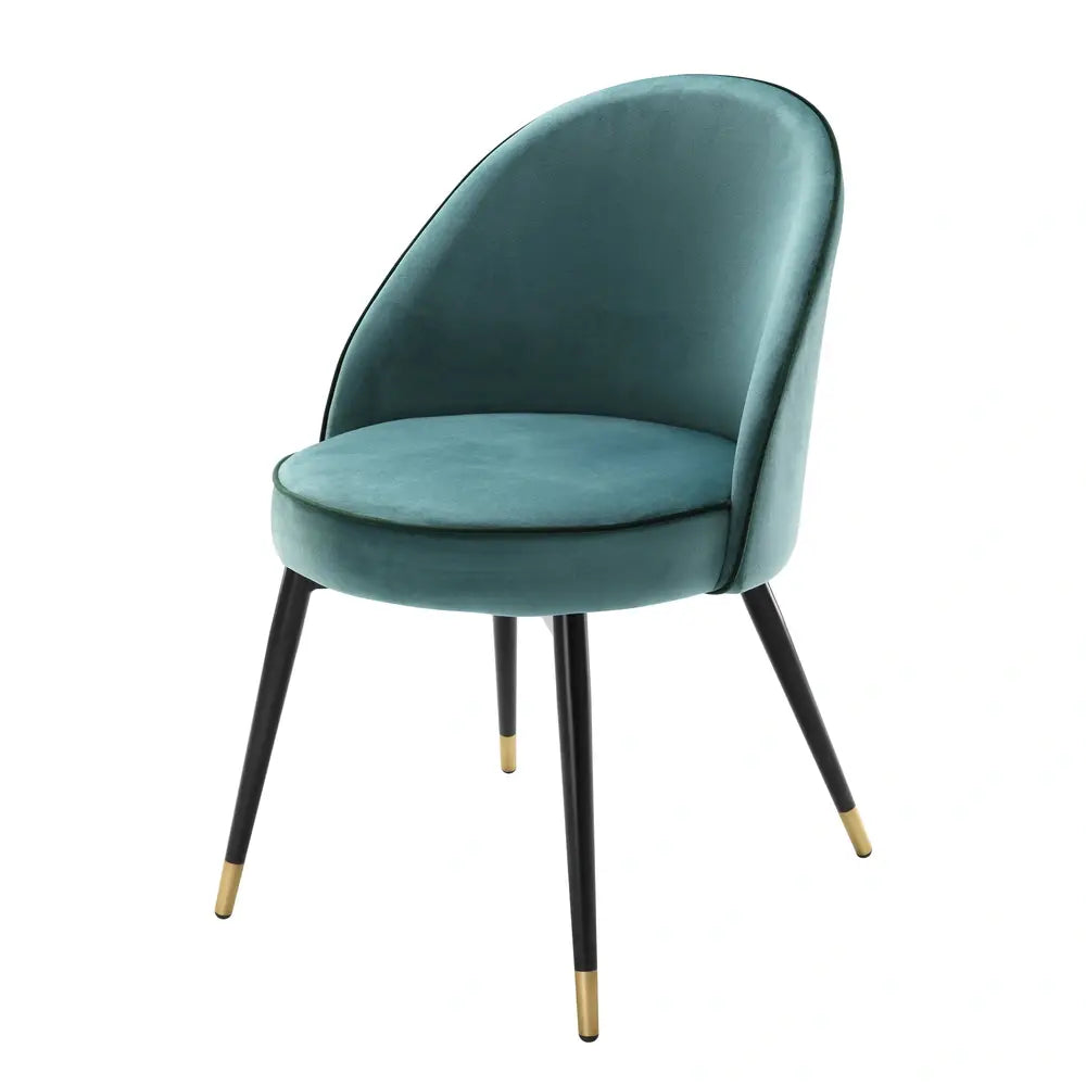 Cooper Set of 2 Dining Chairs - Roche Turquoise Velvet Eichholtz 3