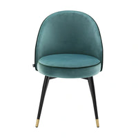 Eichholtz Set of 2 Cooper Dining Chair in Roche Turquoise Velvet