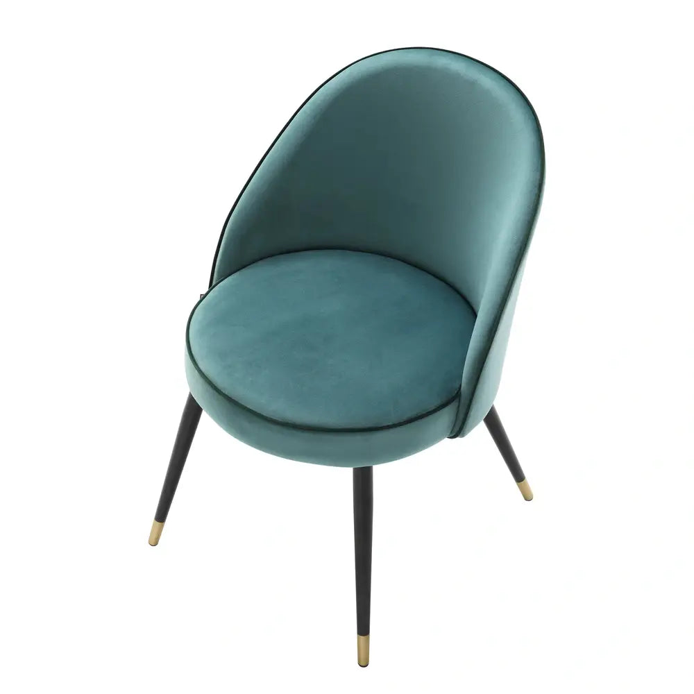 Eichholtz Set of 2 Cooper Dining Chair in Roche Turquoise Velvet