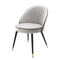 Eichholtz Set of 2 Cooper Dining Chairs in Roche Light Grey Velvet