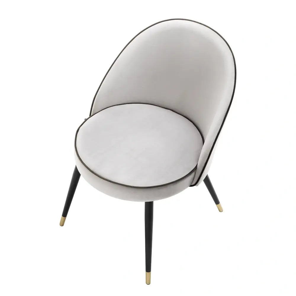 Eichholtz Set of 2 Cooper Dining Chairs in Roche Light Grey Velvet