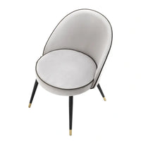 Eichholtz Set of 2 Cooper Dining Chairs in Roche Light Grey Velvet