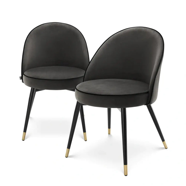 Cooper Set of 2 Dining Chairs - Roche Dark Grey Velvet Eichholtz 1