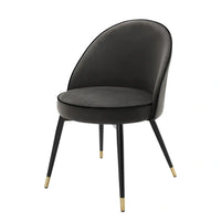 Eichholtz Set of 2 Cooper Dining Chairs in Roche Dark Grey Velvet