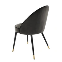 Eichholtz Set of 2 Cooper Dining Chairs in Roche Dark Grey Velvet