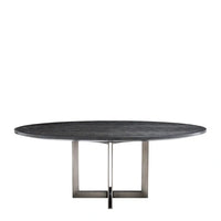 Eichholtz Melchior Round Dining Table in Charcoal Oak Veneer