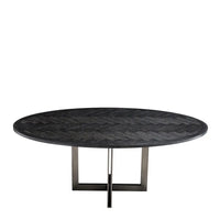 Eichholtz Melchior Round Dining Table in Charcoal Oak Veneer