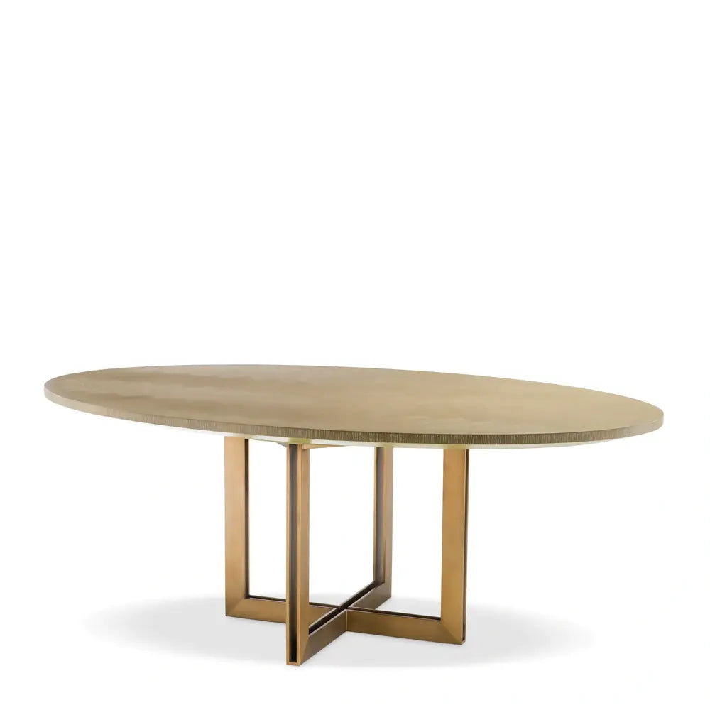 Eichholtz Melchior Oval Dining Table in Washed Oak Veneer