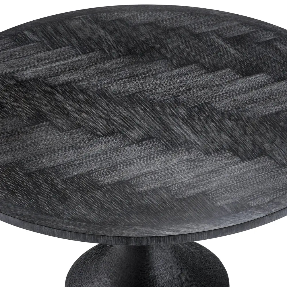 Eichholtz Melchior Round Dining Table in Charcoal Oak Veneer