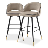 Eichholtz Cliff Set of 2 Bar Stools in Savona Greige Velvet