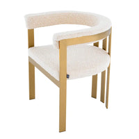 Eichholtz Clubhouse Dining Chair in Brushed Brass Finish Bouclé Cream