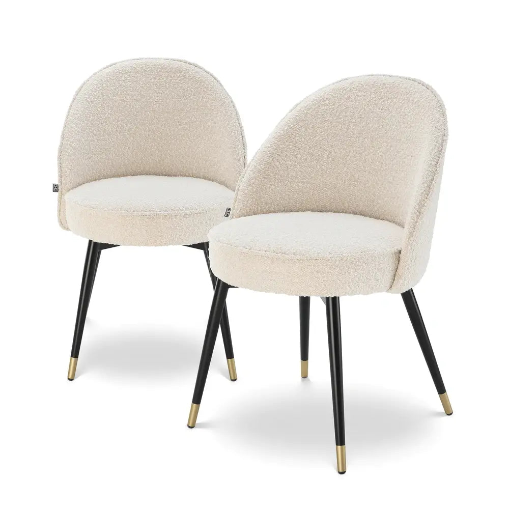 Eichholtz Set of 2 Cooper Dining Chair in Bouclé Cream