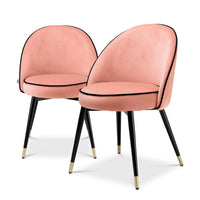 Eichholtz Set of 2 Cooper Dining Chairs in Savona Nude Velvet