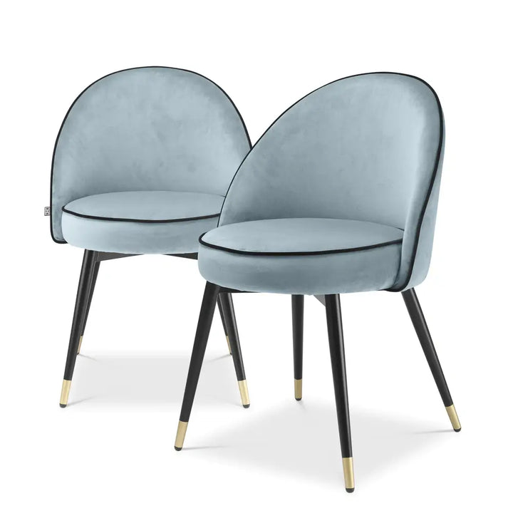 Cooper Set of 2 Dining Chairs - Savona Blue Velvet Eichholtz 1