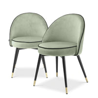 Eichholtz Set of 2 Cooper Dining Chair in Savona Pistache Green Velvet