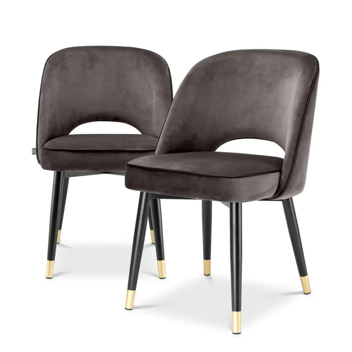 Cliff Set of 2 Dining Chairs - Savona Velvet Grey Eichholtz 1