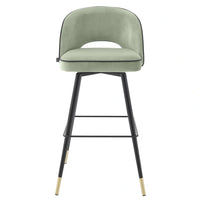 Eichholtz Cliff Set of 2 Bar Stools in Savona Pistache Green Velvet