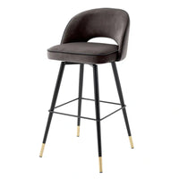 Eichholtz Cliff Set of 2 Bar Stool in Savona Grey Velvet