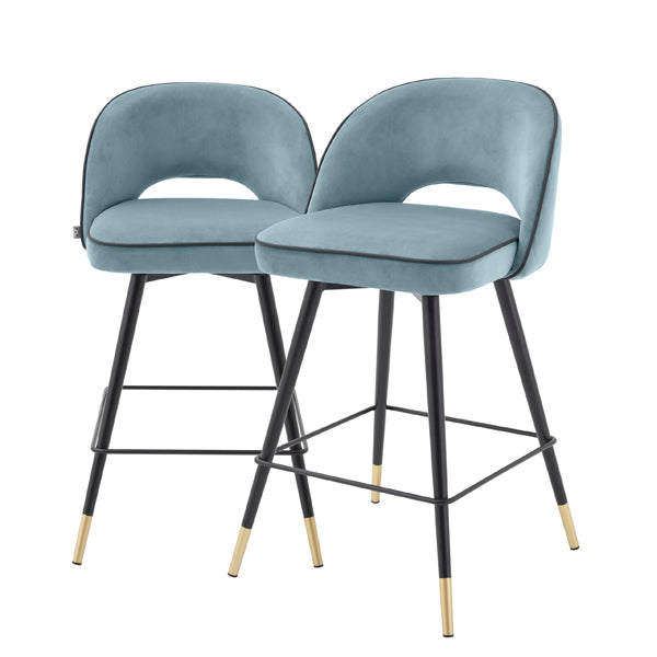 Cliff Set of 2 Counter Stools - Savona Blue Velvet | Outlet Olivia's 1