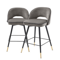 Eichholtz Cliff Set of 2 Counter Stools in Savona Grey Velvet