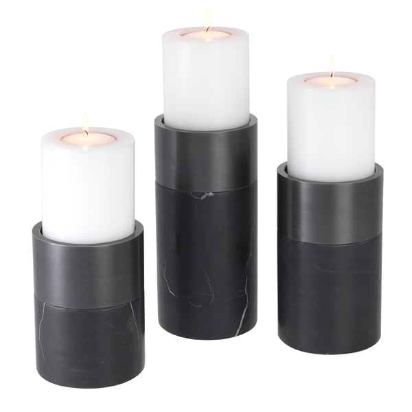 Eichholtz Set of 3 Sierra Black Candle Holders