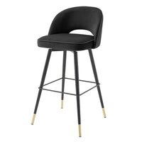 Eichholtz Cliff Set of 2 Bar Stools in Roche Black Velvet