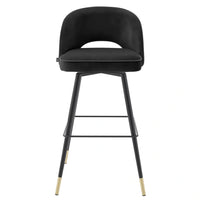 Eichholtz Cliff Set of 2 Bar Stools in Roche Black Velvet