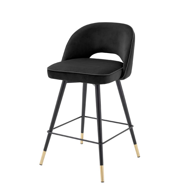 Cliff Set of 2 Counter Stools - Roche Black Velvet Eichholtz 2