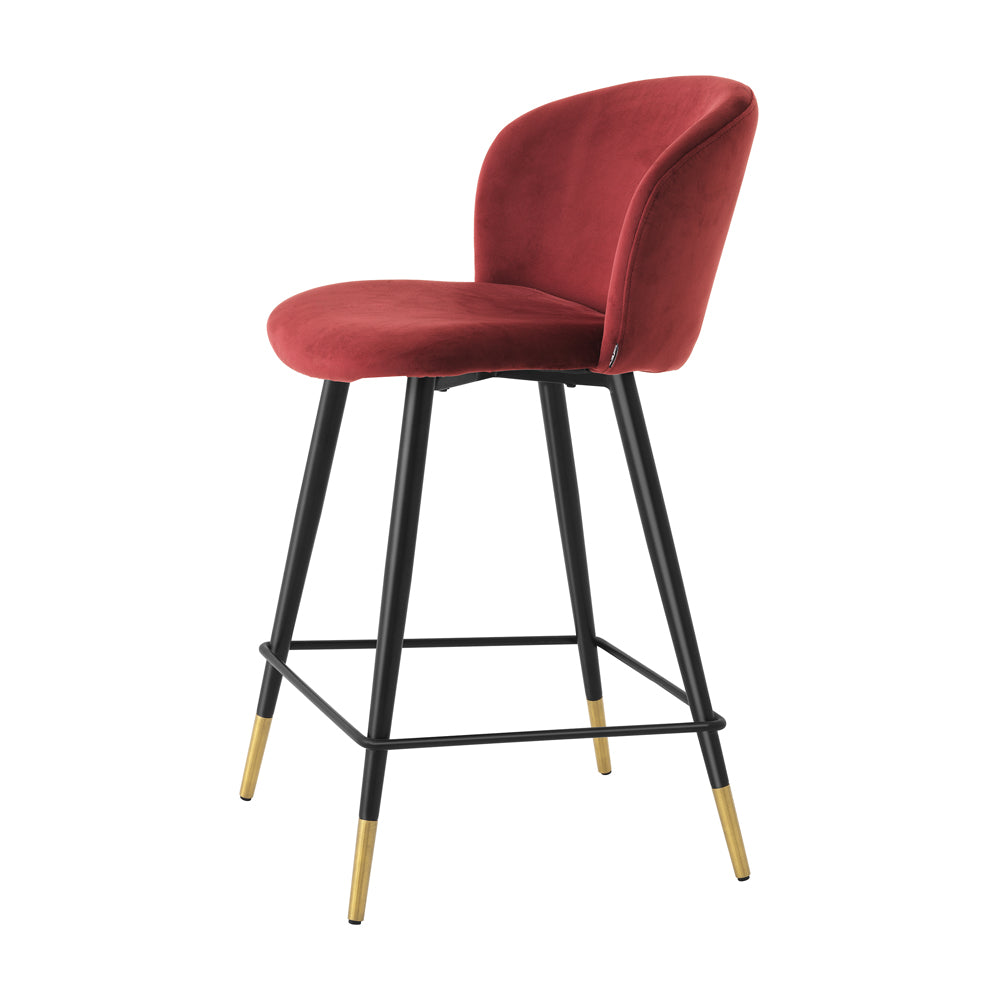 Eichholtz Volante Counter Stool in Roche Bordeaux Velvet