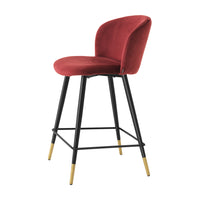 Eichholtz Volante Counter Stool in Roche Bordeaux Velvet