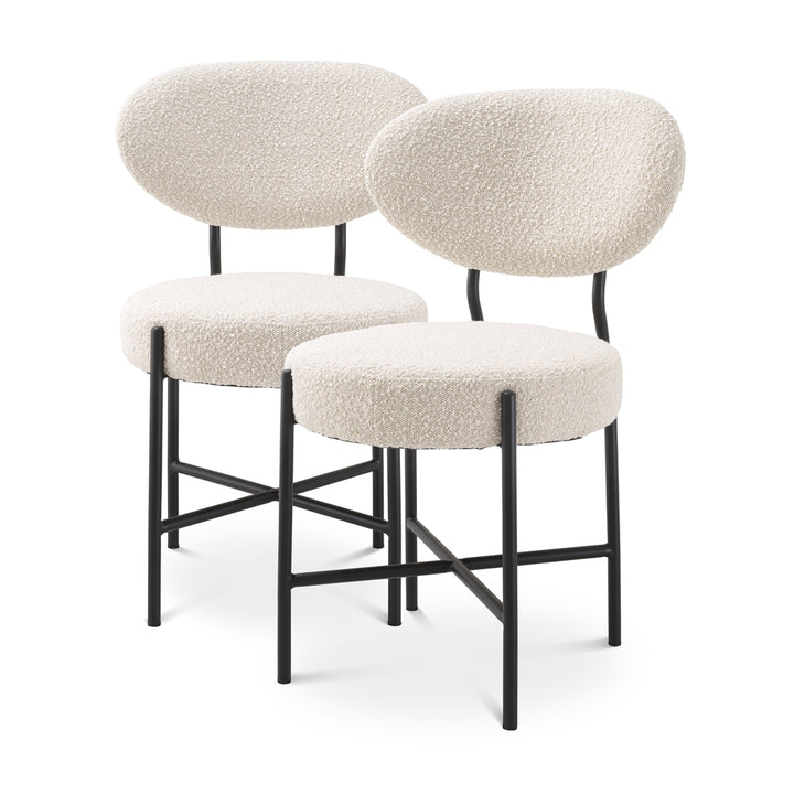 Vicq Set of 2 Dining Chairs - Bouclé Cream Eichholtz 1
