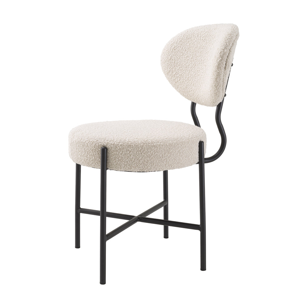 Eichholtz Set of 2 Vicq Dining Chair in Bouclé Cream
