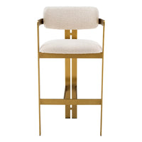 Eichholtz Donato Brushed Brass Finish Bar Stool in Bouclé Cream