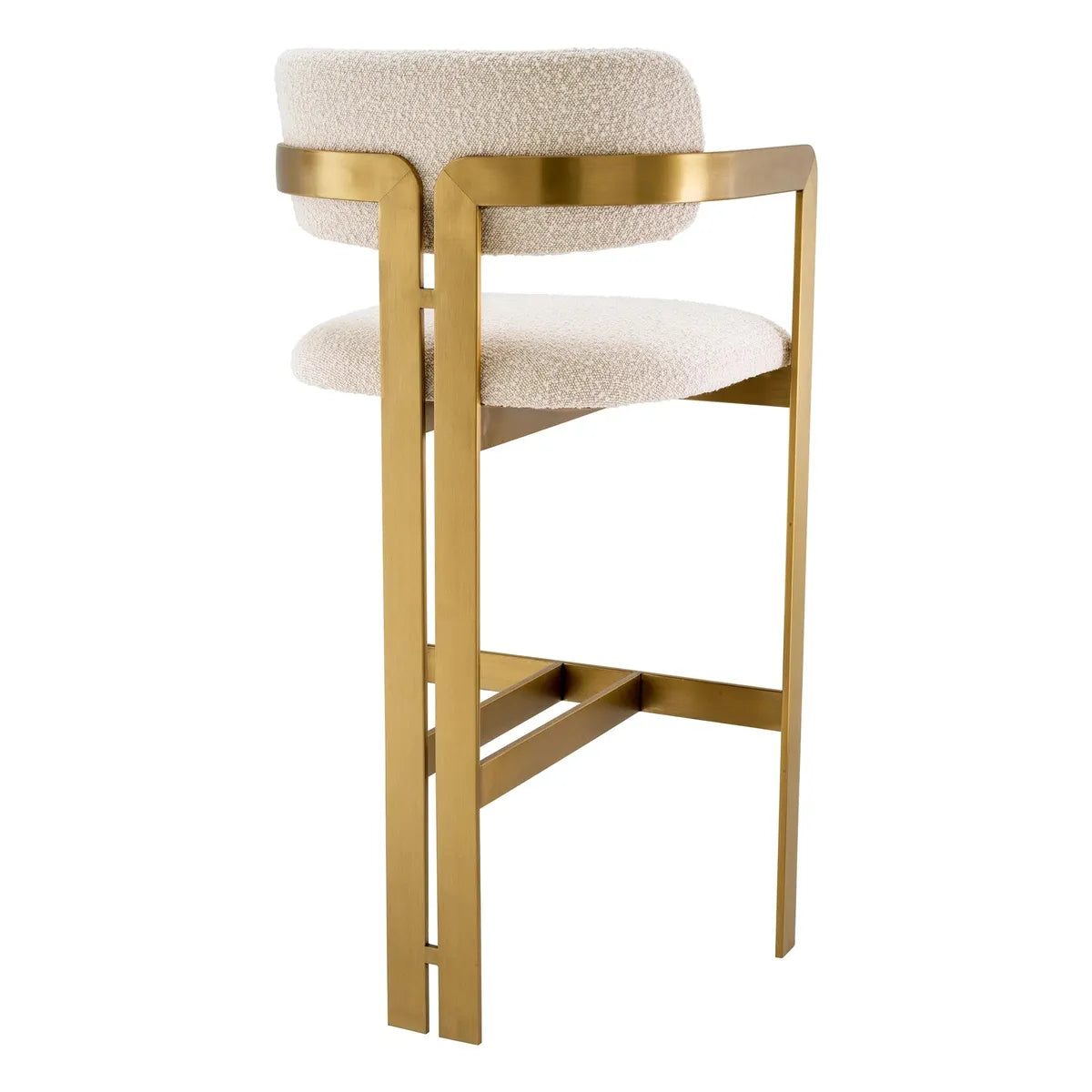 Eichholtz Donato Brushed Brass Finish Bar Stool in Bouclé Cream