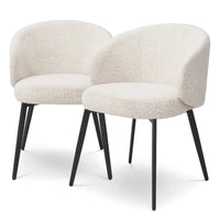 Eichholtz Set of 2 Lloyd Dining Chairs With Arm in Bouclé Cream