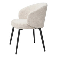 Eichholtz Set of 2 Lloyd Dining Chairs With Arm in Bouclé Cream