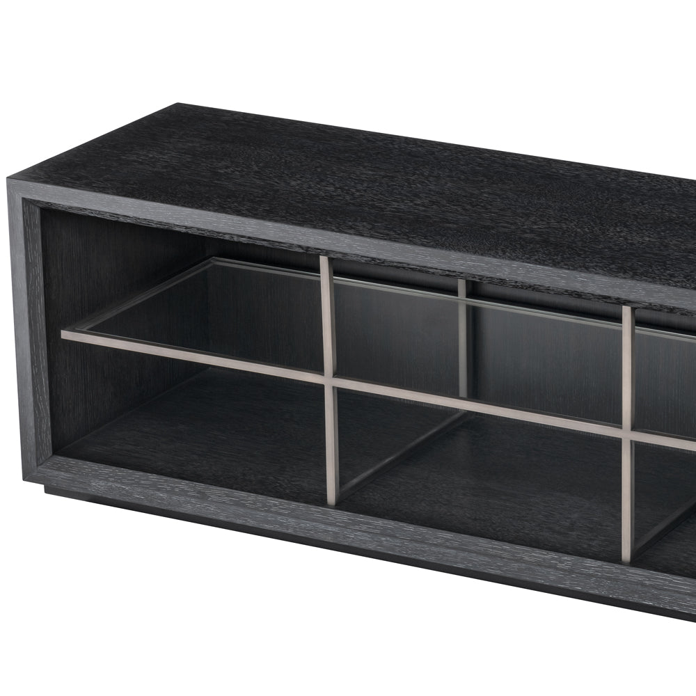 Hennessey Large TV Cabinet Hennessey - Charcoal Grey & Oak Veneer Eichholtz 3