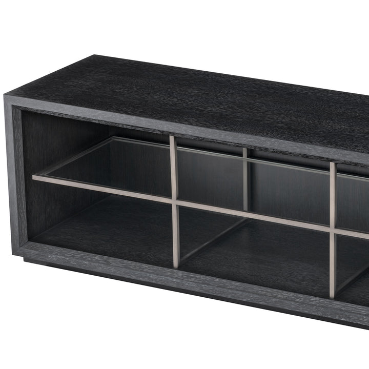 Hennessey Large TV Cabinet Hennessey - Charcoal Grey & Oak Veneer Eichholtz 3