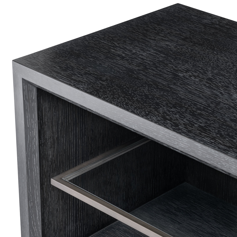 Hennessey Large TV Cabinet Hennessey - Charcoal Grey & Oak Veneer Eichholtz 4