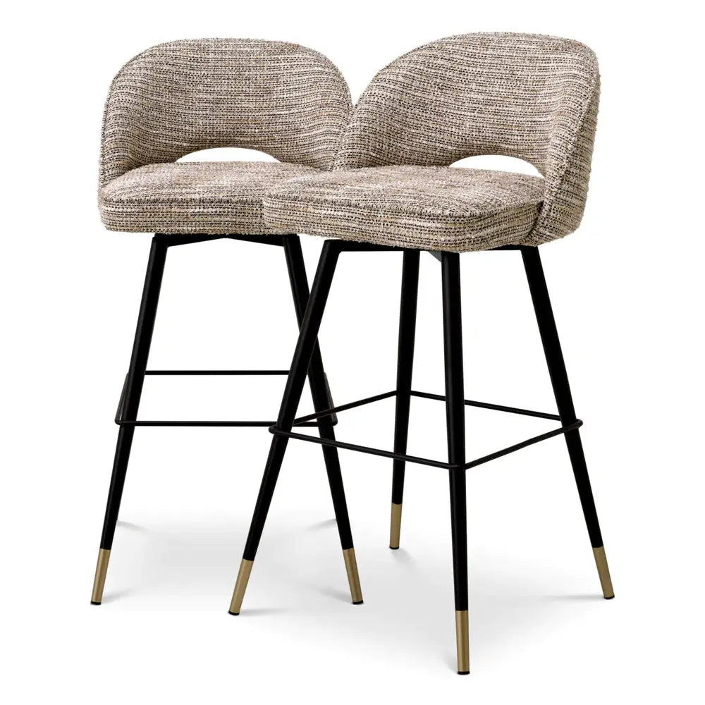 Eichholtz Cliff Set of 2 Bar Stools in Mademoiselle Beige