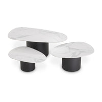 Eichholtz Set of 3 Zane Coffee Tables in White Ceramic Marble