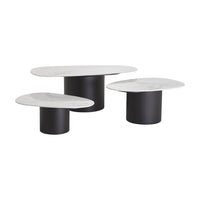 Eichholtz Set of 3 Zane Coffee Tables in White Ceramic Marble