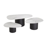 Eichholtz Set of 3 Zane Coffee Tables in White Ceramic Marble