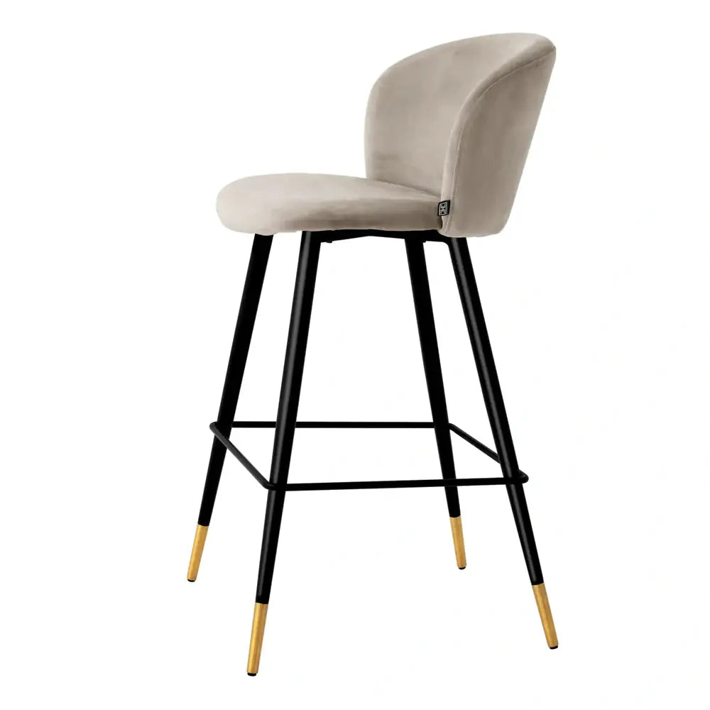 Eichholtz Volante Bar Stool in Roche Beige Velvet