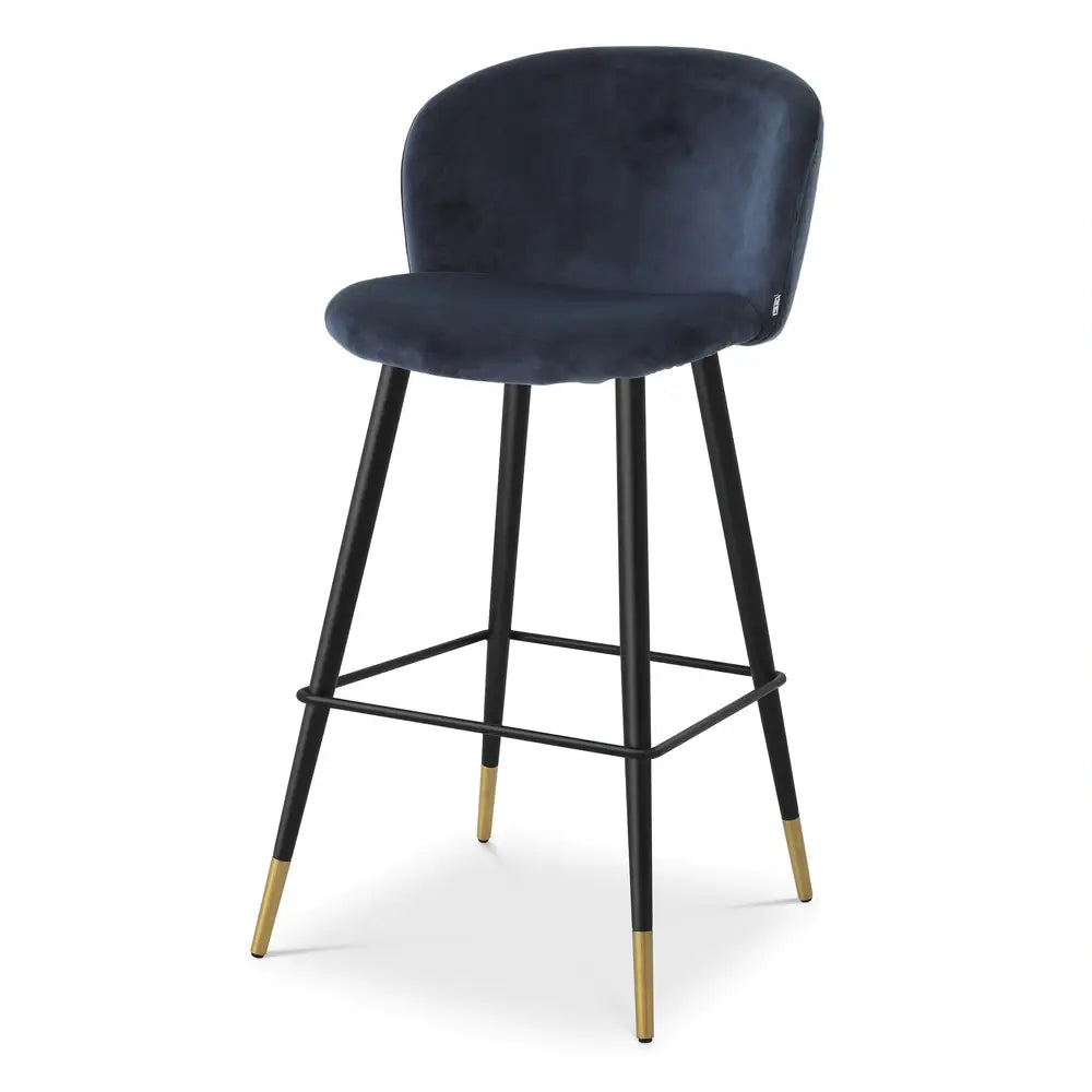 Eichholtz Volante Bar Stool in Savona Midnight Blue Velvet