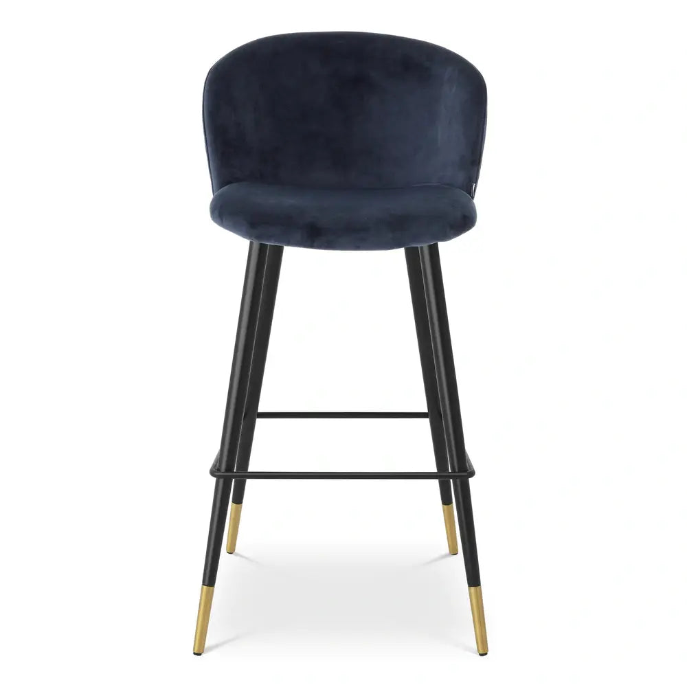 Eichholtz Volante Bar Stool in Savona Midnight Blue Velvet